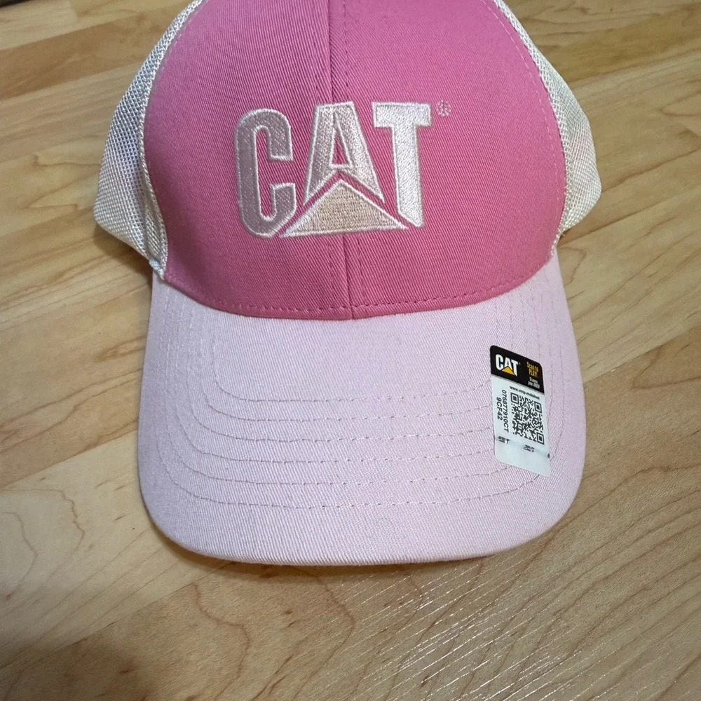 CAT- Caterpillar Pink and White Mesh Women Cap